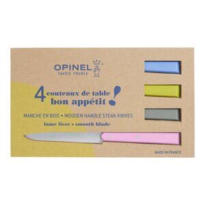 NIB SET 4 OPINEL Bon Appetit SAVOIE FRANCE WOODEN HANDLE STEAK KNIVES